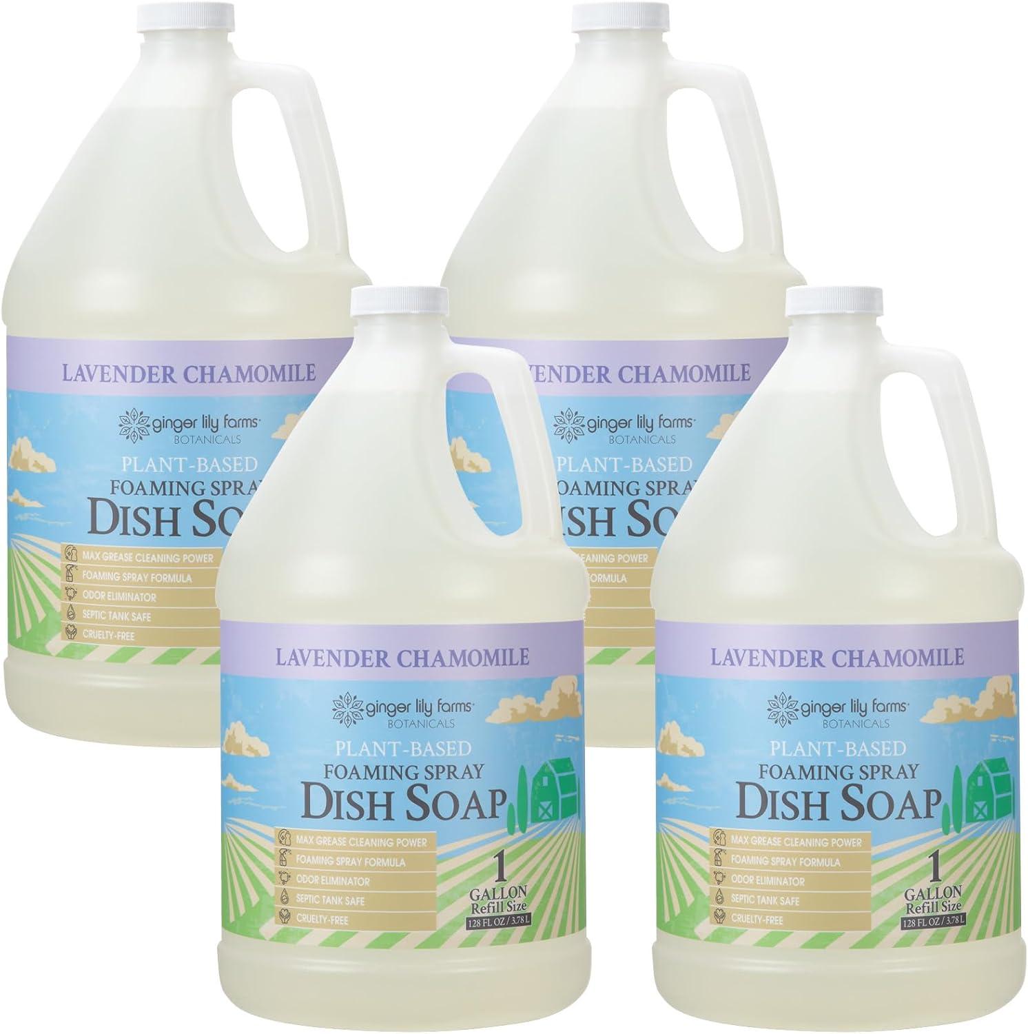 image:imageGinger Lily Farms Botanicals PlantBased Foaming Spray Dish Soap Concentrated Formula with Max Grease Cleaning Power CrueltyFree FragranceFree 1 Gallon Refill 128 Fl OzLavender Chamomile