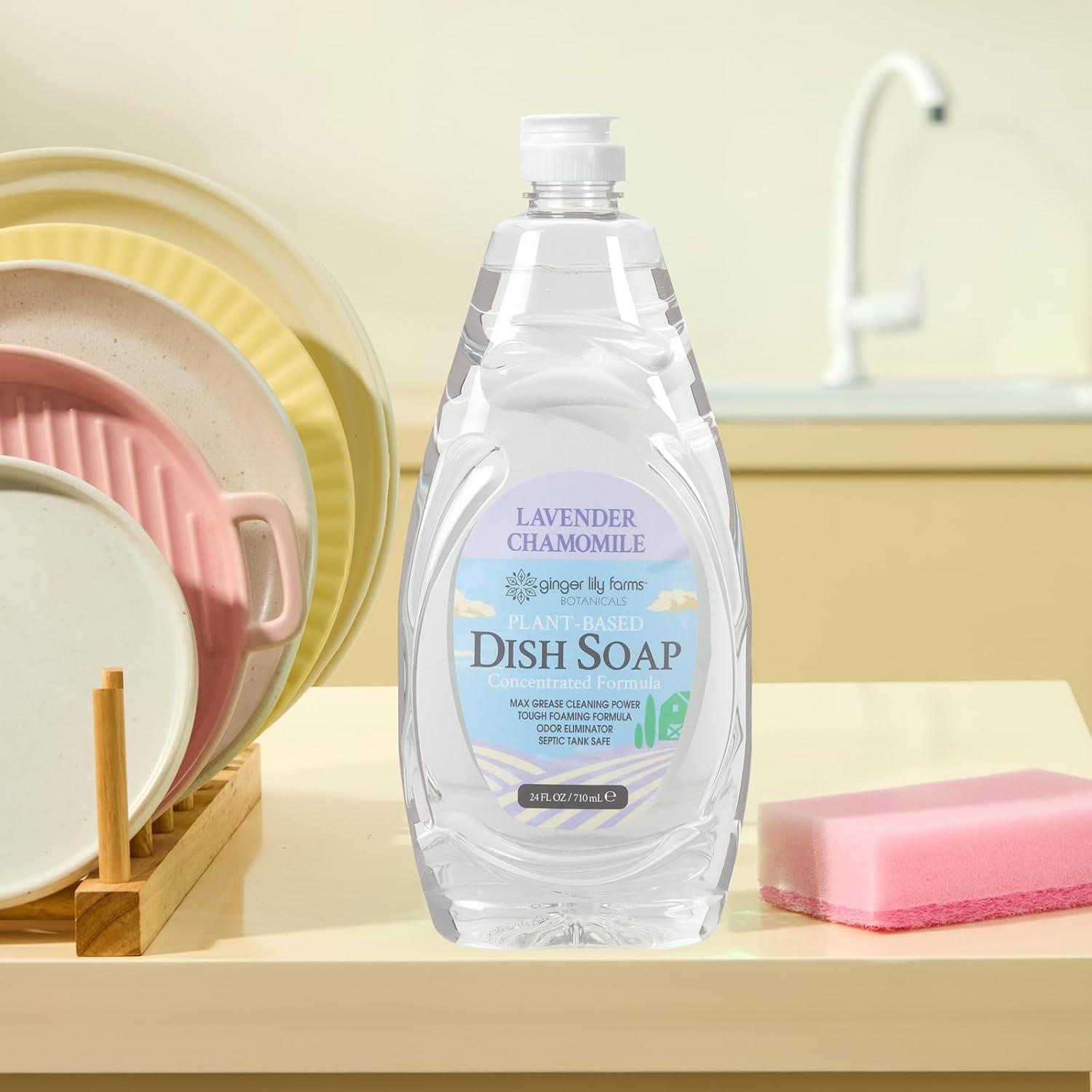 image:imageGinger Lily Farms Botanicals PlantBased Liquid Dish Soap Concentrated Formula with Max Grease Cleaning Power CrueltyFree Basil Scent 1 Gallon Refill 128 Fl Oz Pack of 4Lavender Chamomile