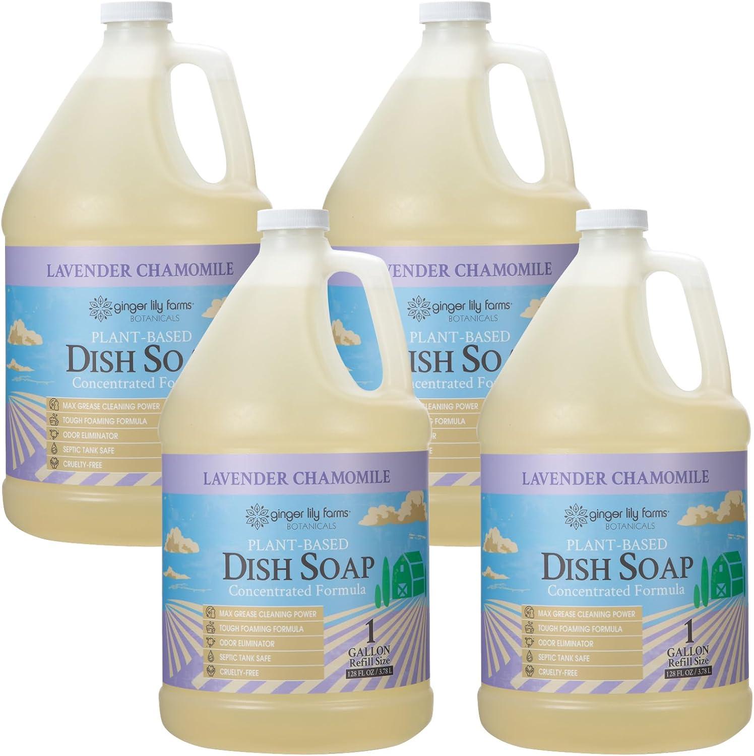 image:imageGinger Lily Farms Botanicals PlantBased Liquid Dish Soap Concentrated Formula with Max Grease Cleaning Power CrueltyFree Basil Scent 1 Gallon Refill 128 Fl Oz Pack of 4Lavender Chamomile