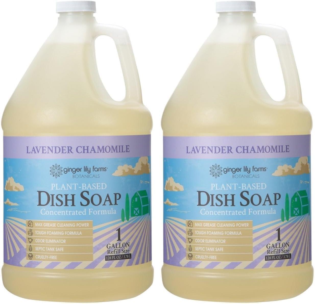 image:imageGinger Lily Farms Botanicals PlantBased Liquid Dish Soap Concentrated Formula with Max Grease Cleaning Power CrueltyFree Basil Scent 1 Gallon Refill 128 Fl Oz Pack of 4Lavender Chamomile
