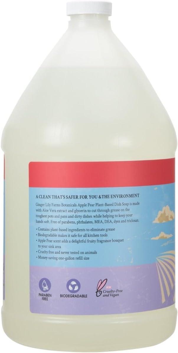 image:imageGinger Lily Farms Botanicals PlantBased Liquid Dish Soap Concentrated Formula with Max Grease Cleaning Power CrueltyFree Basil Scent 1 Gallon Refill 128 Fl Oz Pack of 4Apple Pear