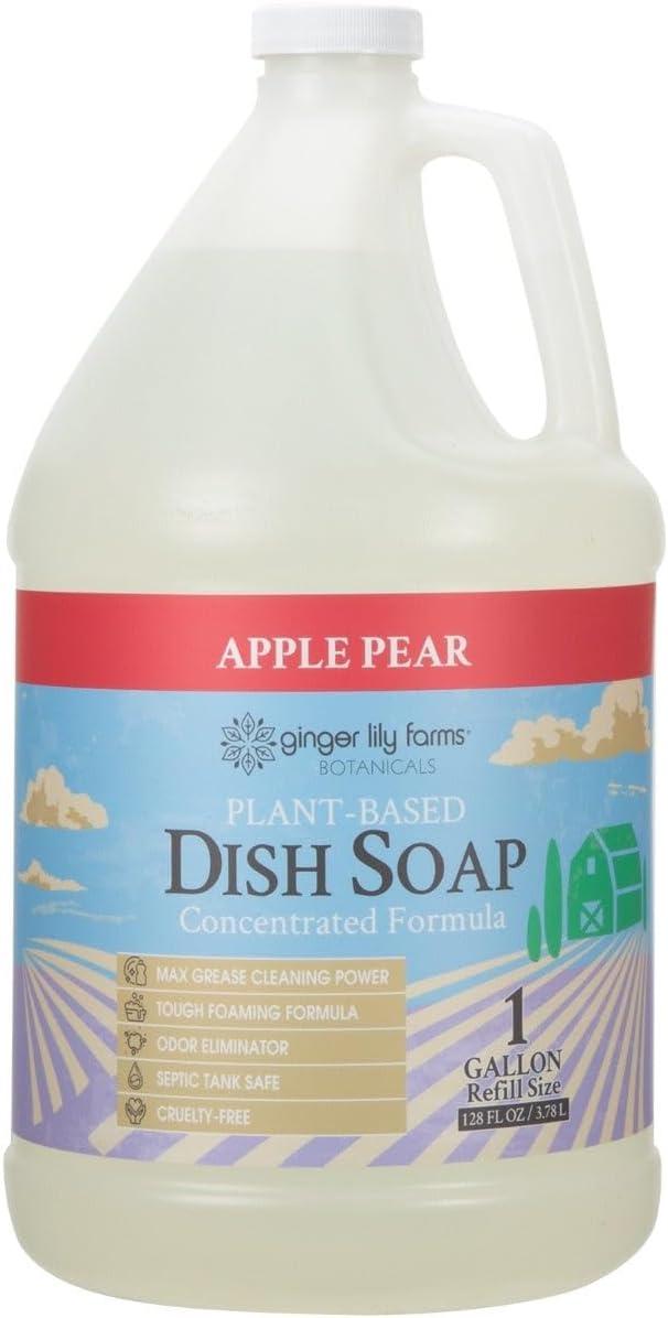 image:imageGinger Lily Farms Botanicals PlantBased Liquid Dish Soap Concentrated Formula with Max Grease Cleaning Power CrueltyFree Basil Scent 1 Gallon Refill 128 Fl Oz Pack of 4Apple Pear