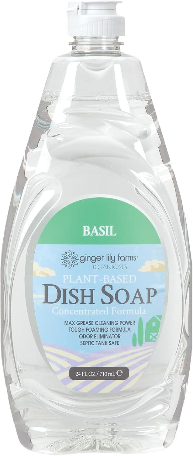 image:imageGinger Lily Farms Botanicals PlantBased Liquid Dish Soap Concentrated Formula with Max Grease Cleaning Power CrueltyFree Basil Scent 1 Gallon Refill 128 Fl Oz Pack of 4Basil