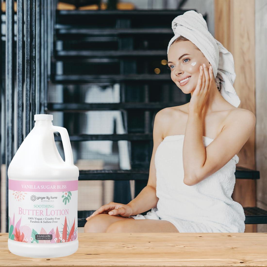 image:imageGinger Lily Farms Botanicals Soothing Butter Lotion for Dry Sensitive Skin 100 Vegan amp CrueltyFree Fragrance Free 1 Gallon 128 fl oz Refill pack of 1Vanilla Sugar Bliss