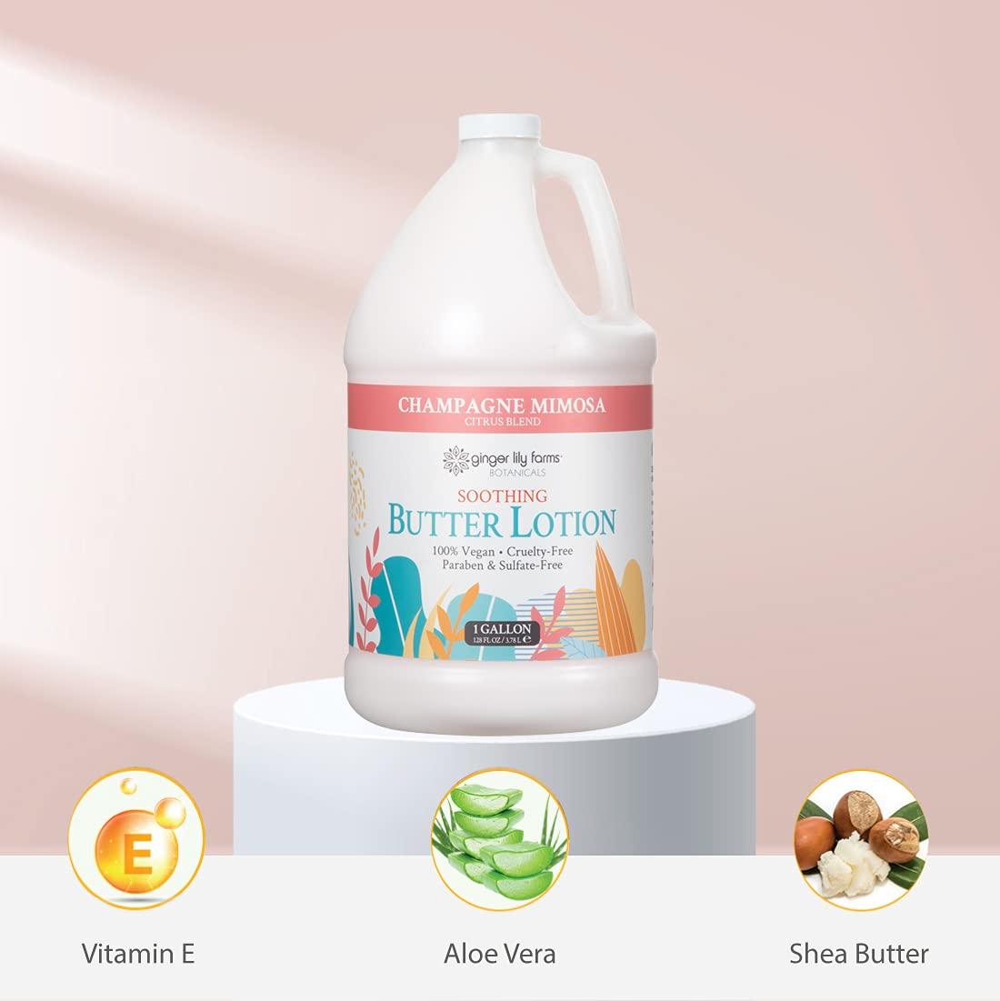 image:imageGinger Lily Farms Botanicals Soothing Butter Lotion for Dry Sensitive Skin 100 Vegan amp CrueltyFree Fragrance Free 1 Gallon 128 fl oz Refill pack of 1Champagne Mimosa
