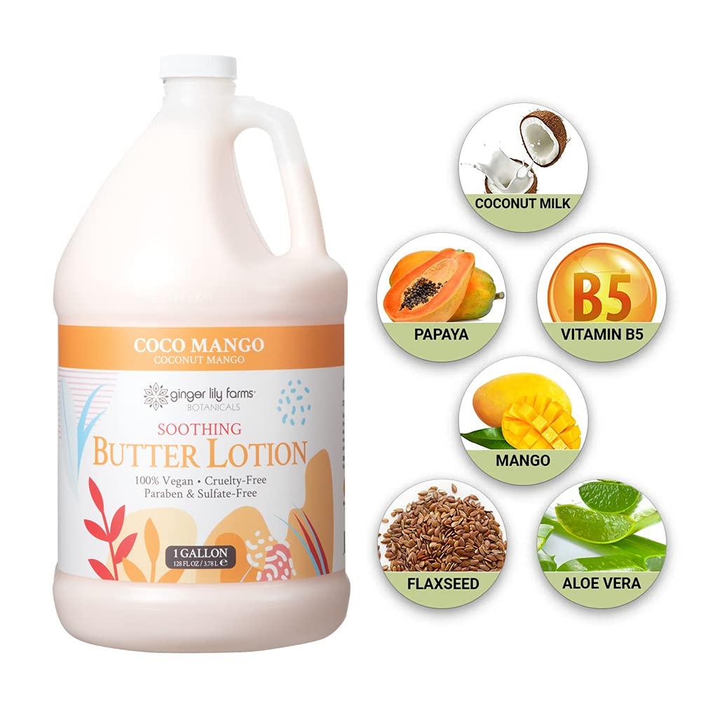 image:imageGinger Lily Farms Botanicals Soothing Butter Lotion for Dry Sensitive Skin 100 Vegan amp CrueltyFree Fragrance Free 1 Gallon 128 fl oz Refill pack of 1Coco Mango