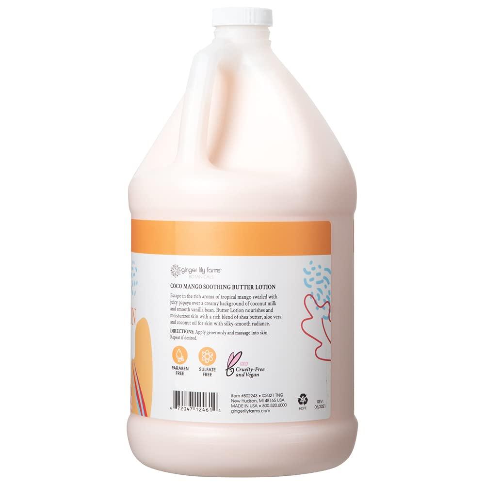 image:imageGinger Lily Farms Botanicals Soothing Butter Lotion for Dry Sensitive Skin 100 Vegan amp CrueltyFree Fragrance Free 1 Gallon 128 fl oz Refill pack of 1Coco Mango