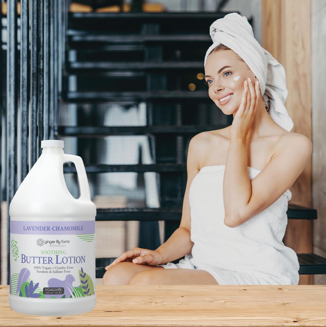 image:imageGinger Lily Farms Botanicals Soothing Butter Lotion for Dry Sensitive Skin 100 Vegan amp CrueltyFree Fragrance Free 1 Gallon 128 fl oz Refill pack of 1Lavender Chamomile