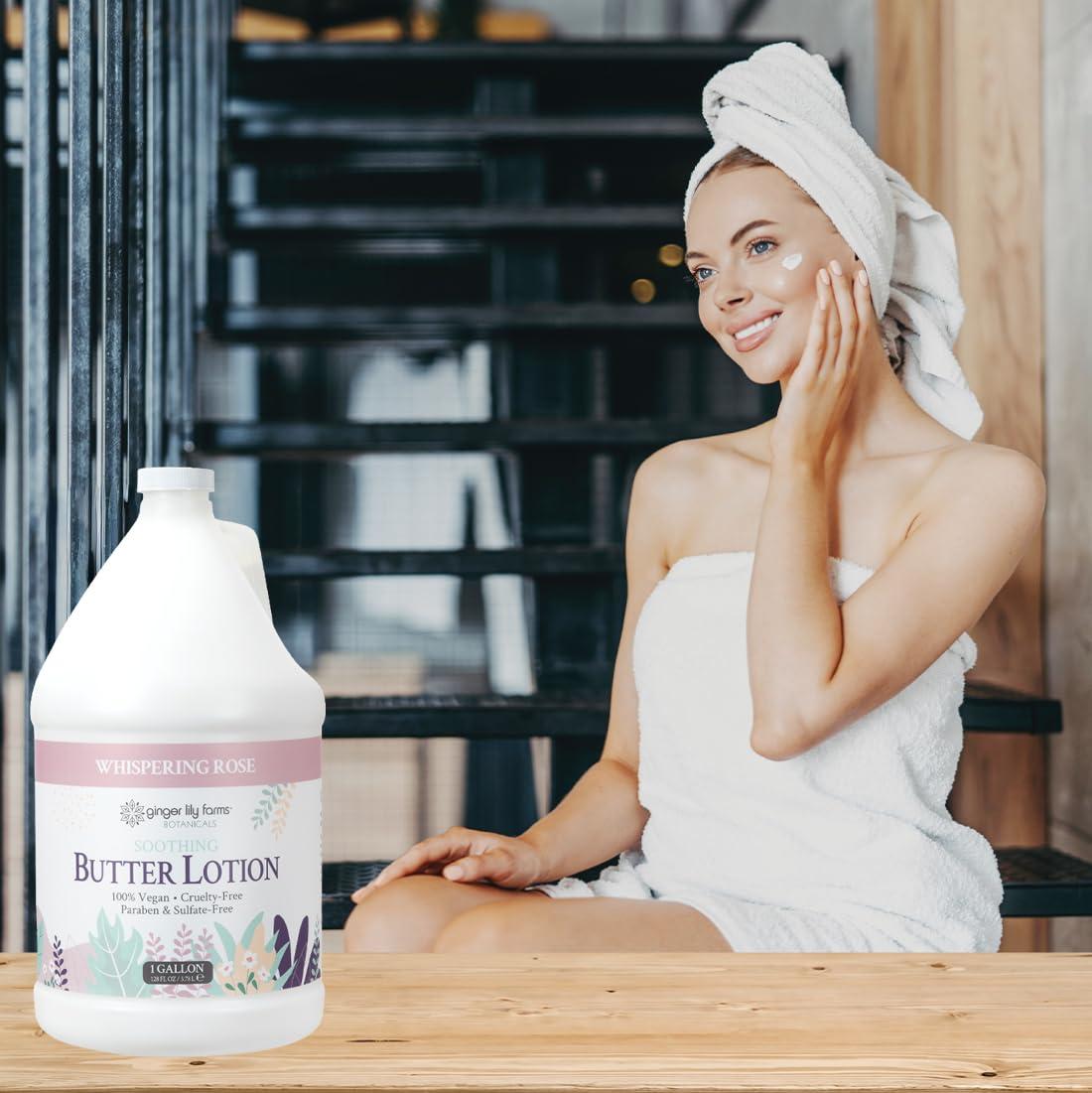 image:imageGinger Lily Farms Botanicals Soothing Butter Lotion for Dry Sensitive Skin 100 Vegan amp CrueltyFree Fragrance Free 1 Gallon 128 fl oz Refill pack of 1Whispering Rose
