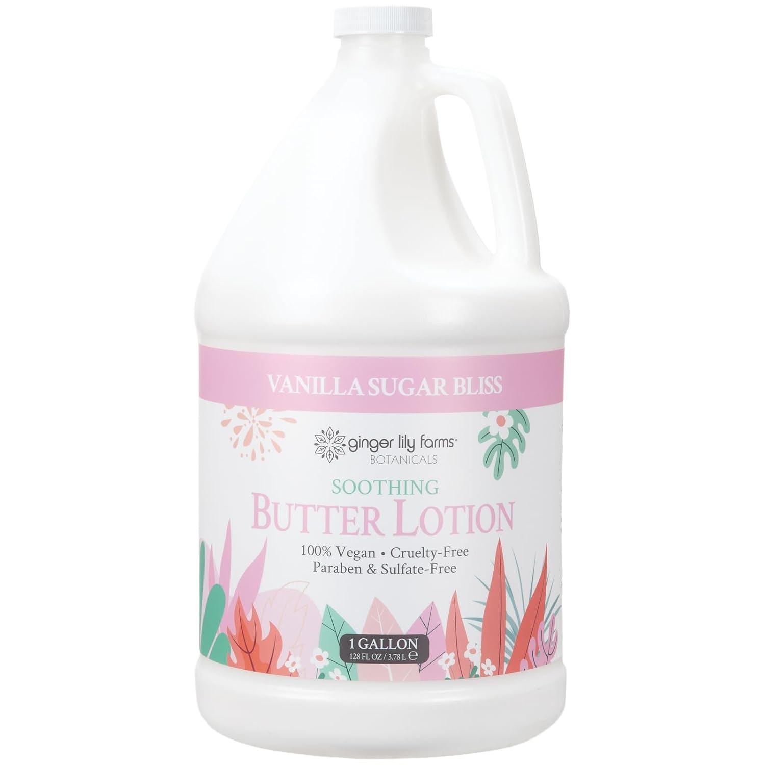 image:imageGinger Lily Farms Botanicals Soothing Butter Lotion for Dry Sensitive Skin 100 Vegan amp CrueltyFree Fragrance Free 1 Gallon 128 fl oz Refill pack of 1Vanilla Sugar Bliss