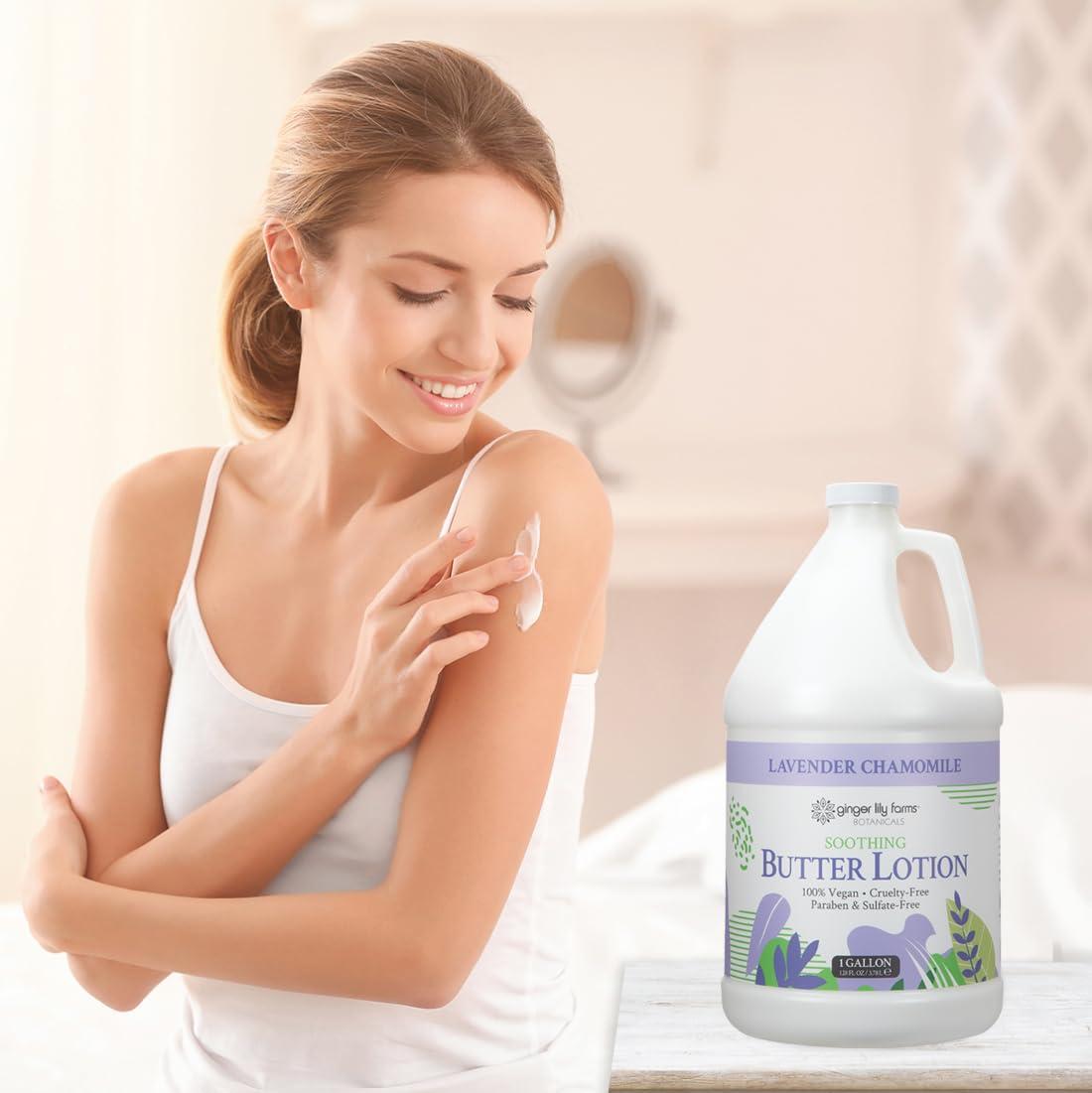 image:imageGinger Lily Farms Botanicals Soothing Butter Lotion for Dry Sensitive Skin 100 Vegan amp CrueltyFree Fragrance Free 1 Gallon 128 fl oz Refill pack of 1Lavender Chamomile