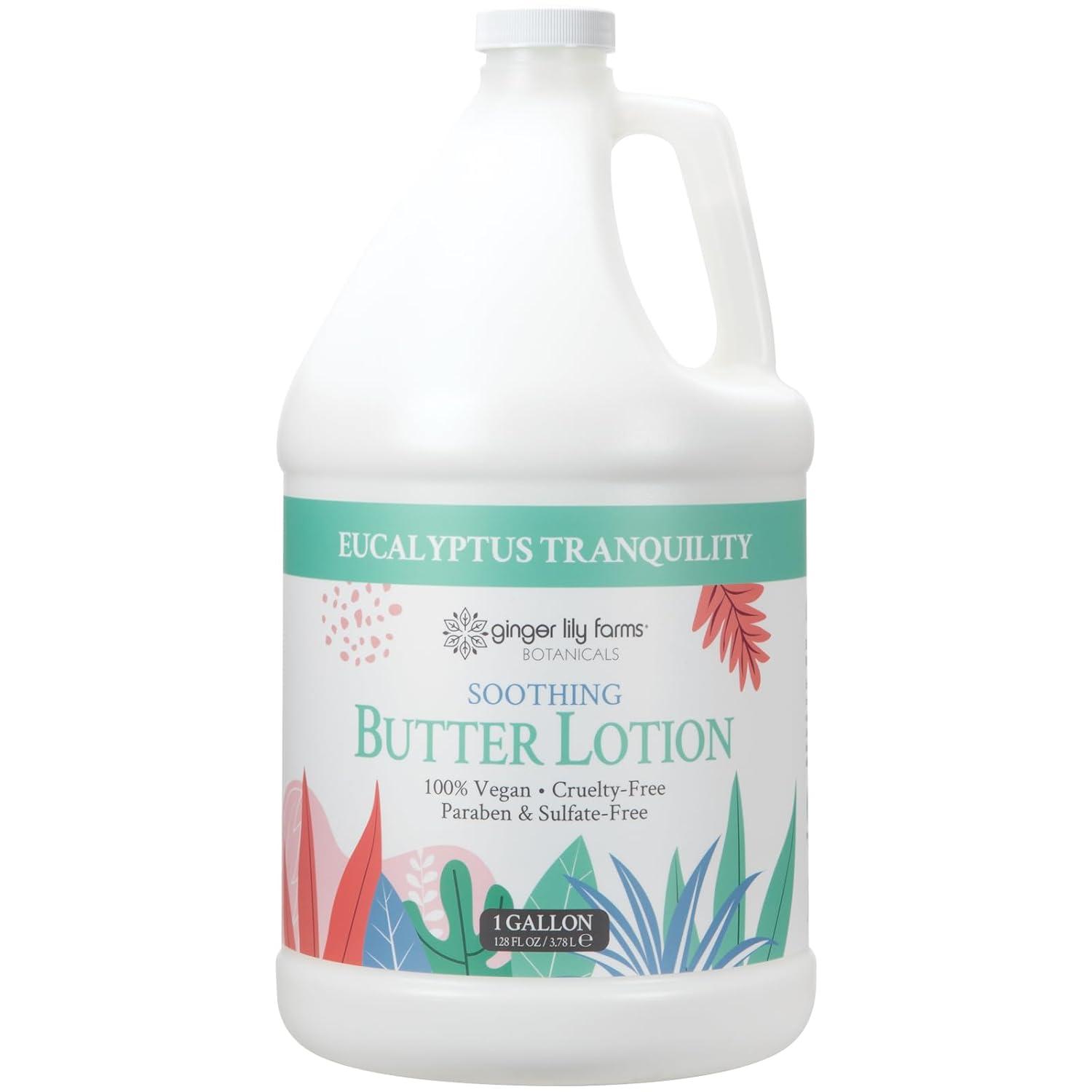 image:imageGinger Lily Farms Botanicals Soothing Butter Lotion for Dry Sensitive Skin 100 Vegan amp CrueltyFree Fragrance Free 1 Gallon 128 fl oz Refill pack of 1Eucalyptus Tranquility