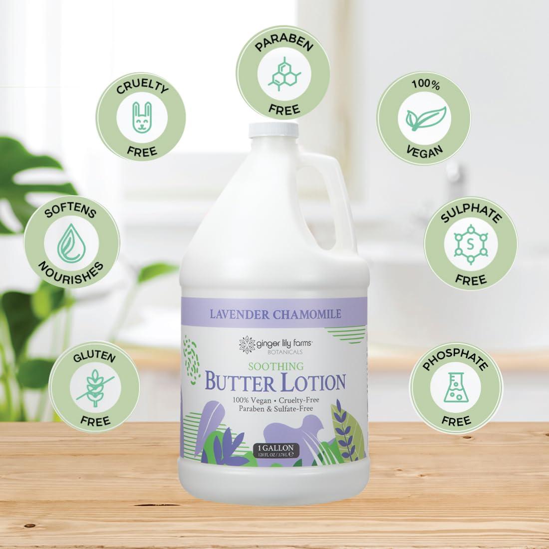 image:imageGinger Lily Farms Botanicals Soothing Butter Lotion for Dry Sensitive Skin 100 Vegan amp CrueltyFree Fragrance Free 1 Gallon 128 fl oz Refill pack of 1Lavender Chamomile