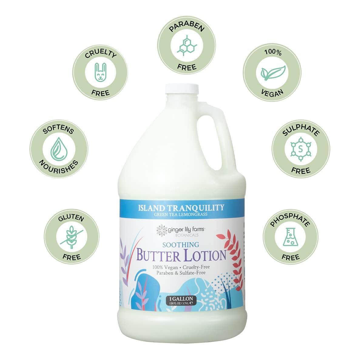 image:imageGinger Lily Farms Botanicals Soothing Butter Lotion for Dry Sensitive Skin 100 Vegan amp CrueltyFree Fragrance Free 1 Gallon 128 fl oz Refill pack of 1Island Tranquility