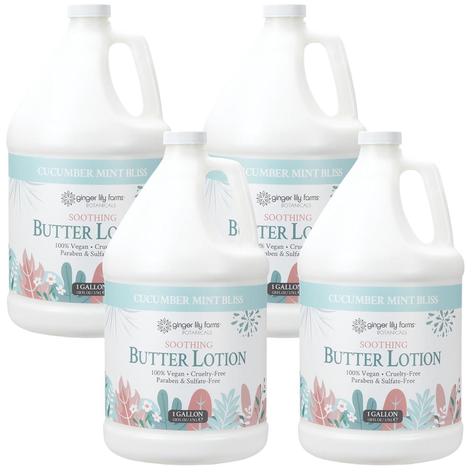 image:imageGinger Lily Farms Botanicals Soothing Butter Lotion for Dry Sensitive Skin 100 Vegan amp CrueltyFree Fragrance Free 1 Gallon 128 fl oz Refill pack of 1Cucumber Mint Bliss