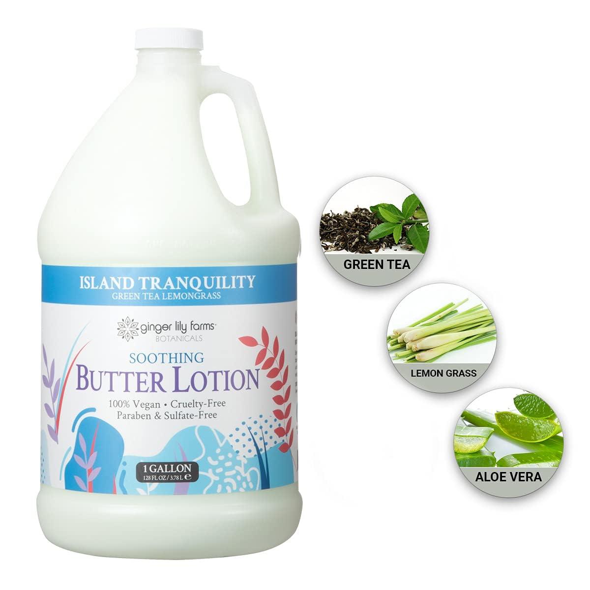 image:imageGinger Lily Farms Botanicals Soothing Butter Lotion for Dry Sensitive Skin 100 Vegan amp CrueltyFree Fragrance Free 1 Gallon 128 fl oz Refill pack of 1Island Tranquility