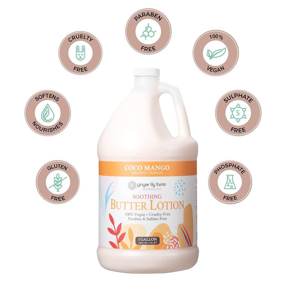 image:imageGinger Lily Farms Botanicals Soothing Butter Lotion for Dry Sensitive Skin 100 Vegan amp CrueltyFree Fragrance Free 1 Gallon 128 fl oz Refill pack of 1Coco Mango