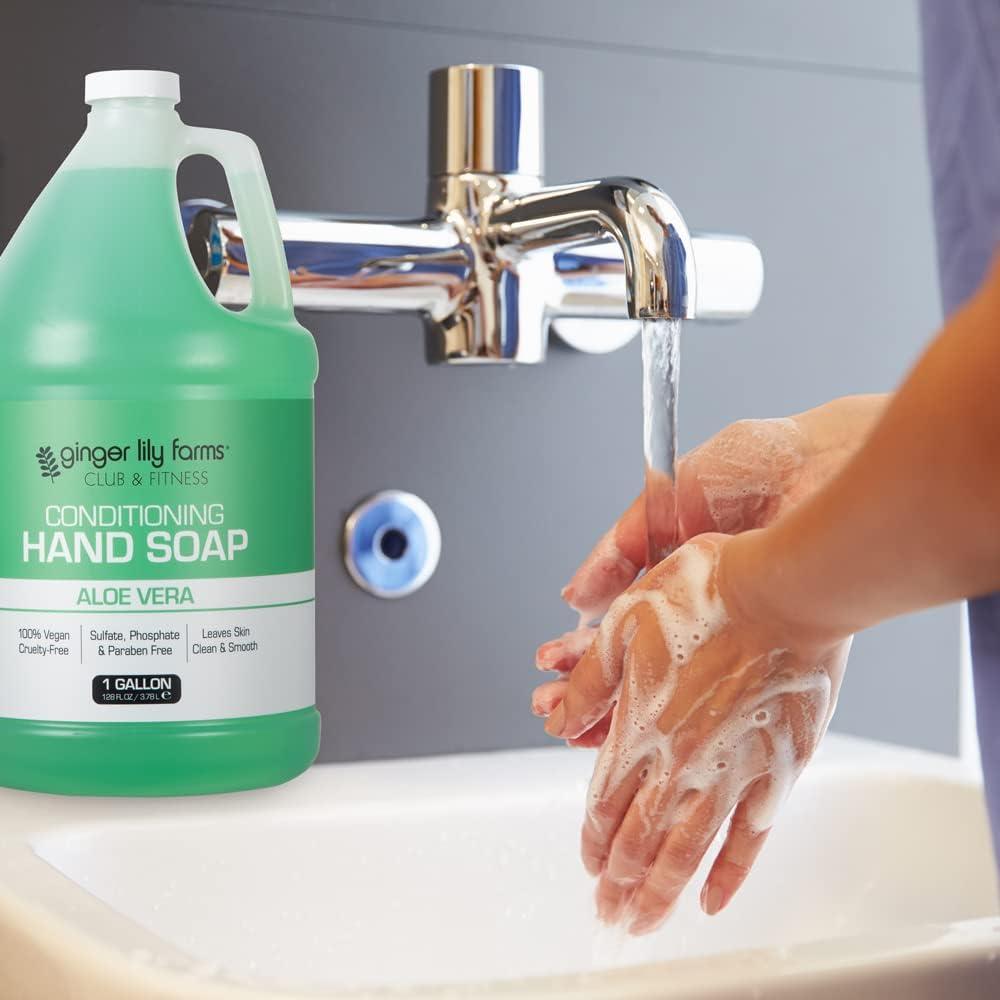 image:imageGinger Lily Farms Club amp Fitness Conditioning Liquid Hand Soap Refill 100 Vegan amp CrueltyFree Rain Water Scent 1 Gallon 128 fl ozAloe Vera