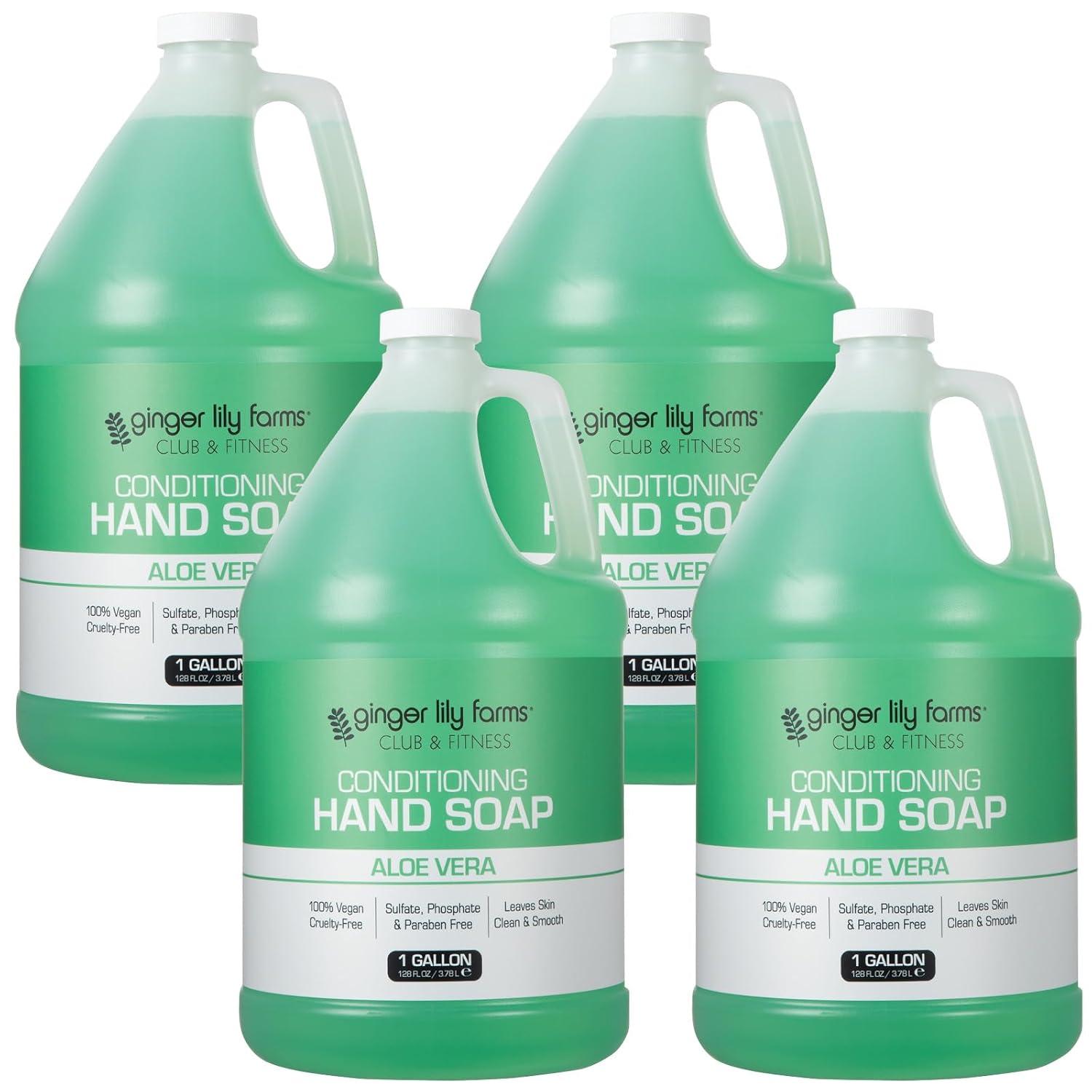 image:imageGinger Lily Farms Club amp Fitness Conditioning Liquid Hand Soap Refill 100 Vegan amp CrueltyFree Rain Water Scent 1 Gallon 128 fl ozAloe Vera