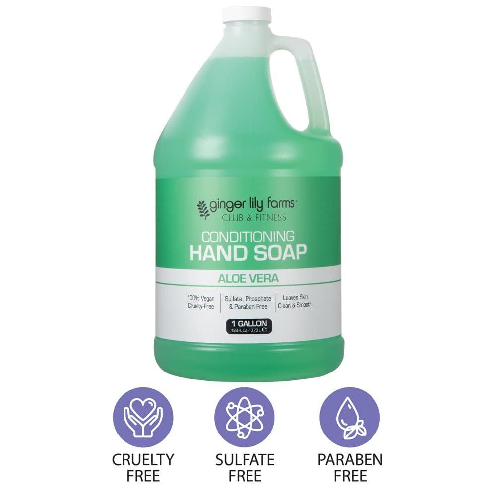 image:imageGinger Lily Farms Club amp Fitness Conditioning Liquid Hand Soap Refill 100 Vegan amp CrueltyFree Rain Water Scent 1 Gallon 128 fl ozAloe Vera