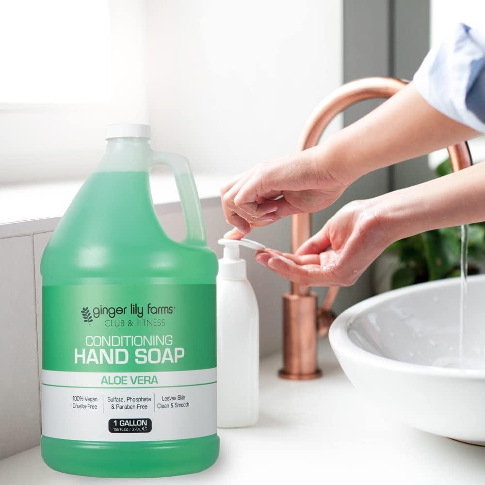 image:imageGinger Lily Farms Club amp Fitness Conditioning Liquid Hand Soap Refill 100 Vegan amp CrueltyFree Rain Water Scent 1 Gallon 128 fl ozAloe Vera