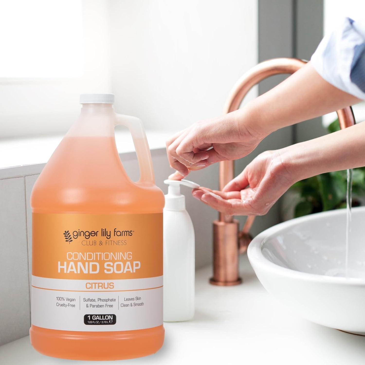 image:imageGinger Lily Farms Club amp Fitness Conditioning Liquid Hand Soap Refill 100 Vegan amp CrueltyFree Rain Water Scent 1 Gallon 128 fl ozCitrus