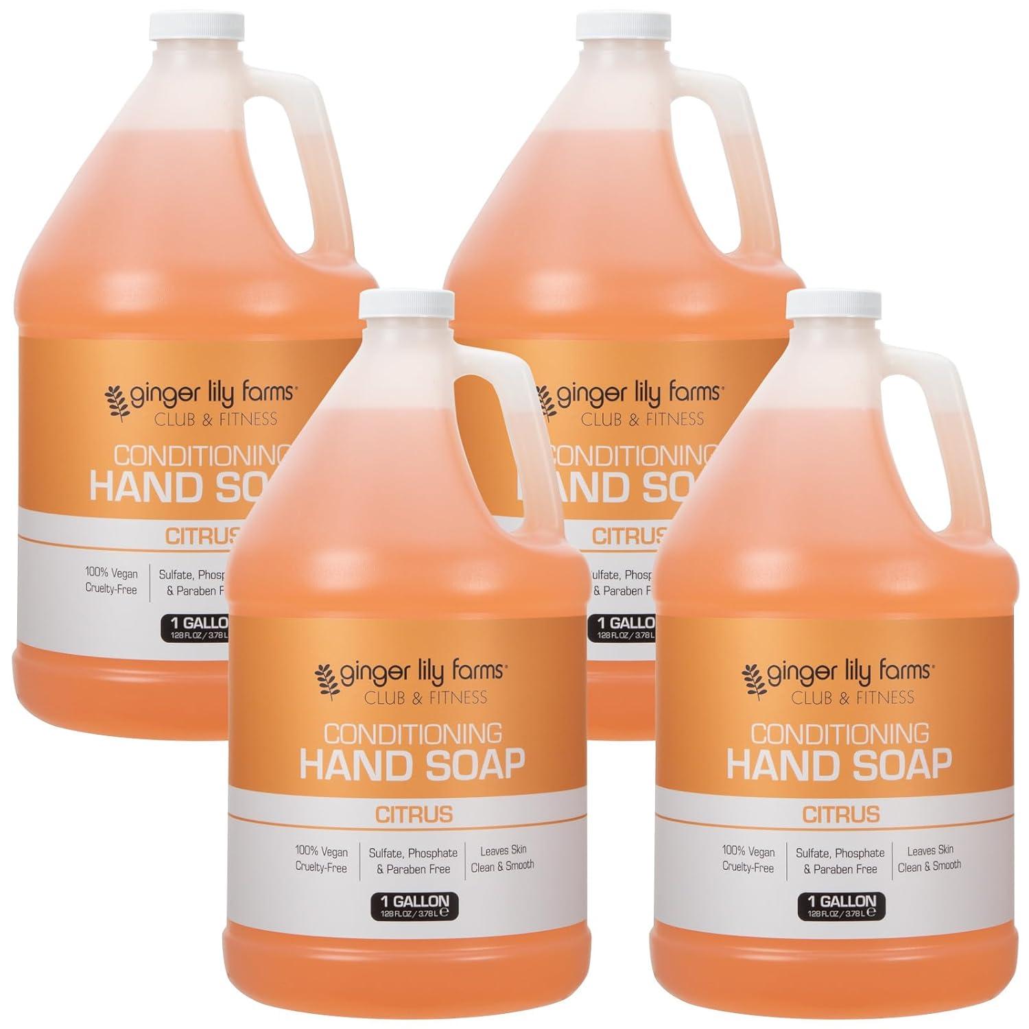 image:imageGinger Lily Farms Club amp Fitness Conditioning Liquid Hand Soap Refill 100 Vegan amp CrueltyFree Rain Water Scent 1 Gallon 128 fl ozCitrus