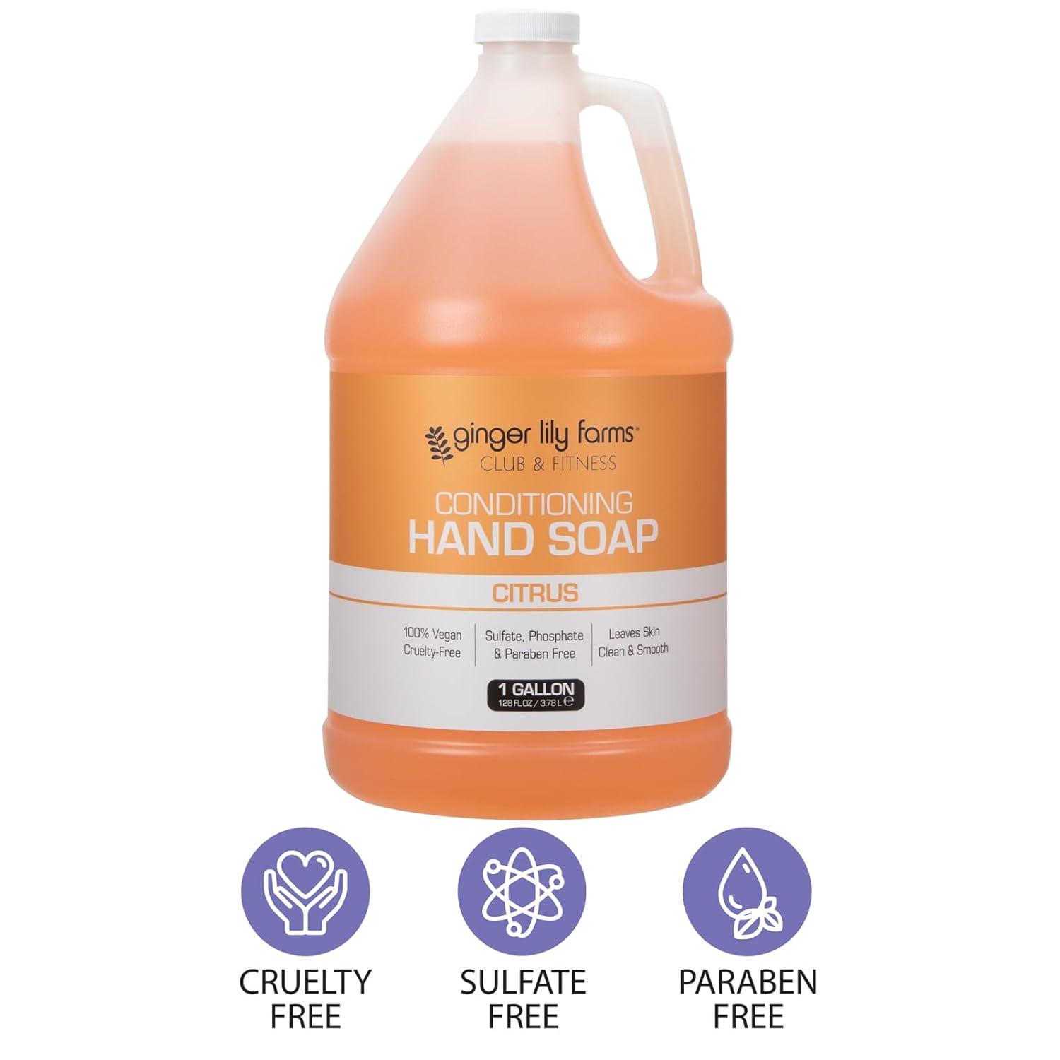 image:imageGinger Lily Farms Club amp Fitness Conditioning Liquid Hand Soap Refill 100 Vegan amp CrueltyFree Rain Water Scent 1 Gallon 128 fl ozCitrus