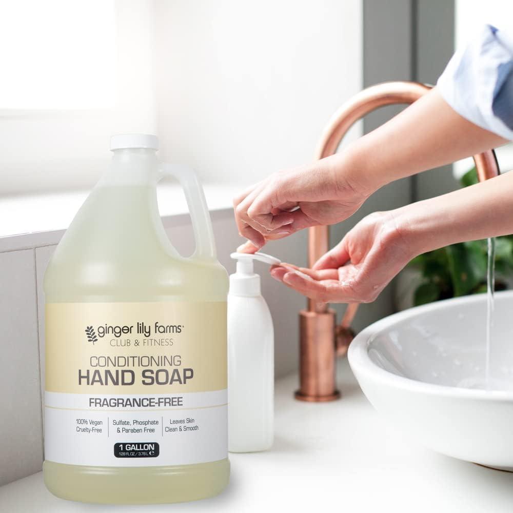 image:imageGinger Lily Farms Club amp Fitness Conditioning Liquid Hand Soap Refill 100 Vegan amp CrueltyFree Rain Water Scent 1 Gallon 128 fl ozFragrance Free
