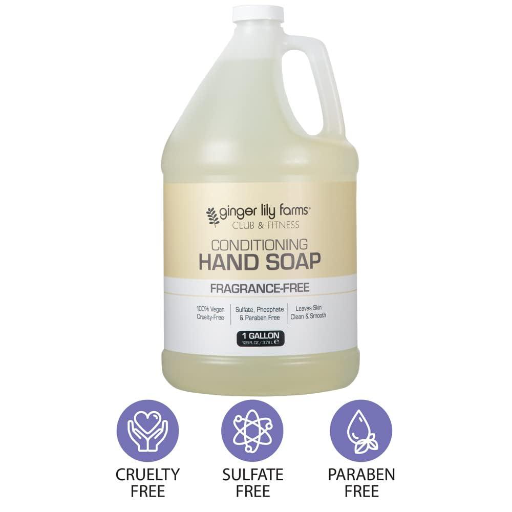 image:imageGinger Lily Farms Club amp Fitness Conditioning Liquid Hand Soap Refill 100 Vegan amp CrueltyFree Rain Water Scent 1 Gallon 128 fl ozFragrance Free