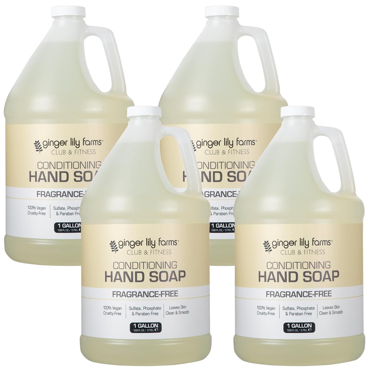 image:imageGinger Lily Farms Club amp Fitness Conditioning Liquid Hand Soap Refill 100 Vegan amp CrueltyFree Rain Water Scent 1 Gallon 128 fl ozFragrance Free
