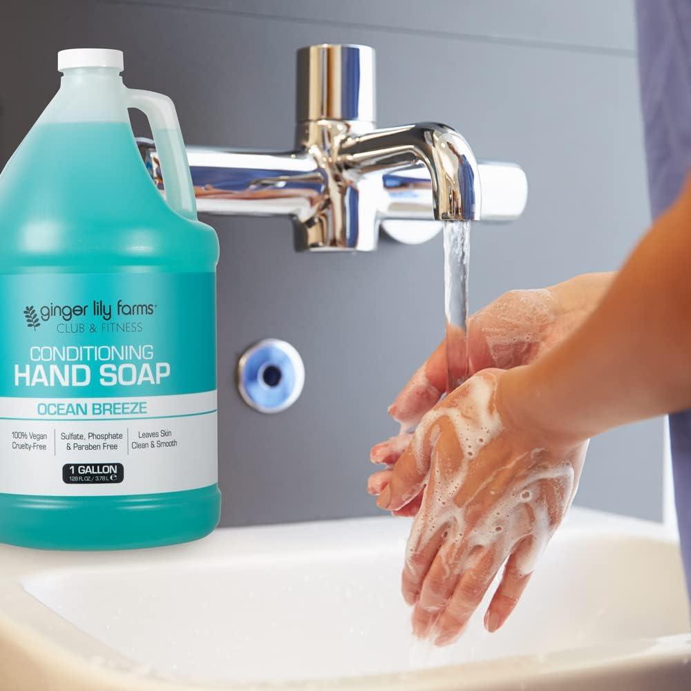 image:imageGinger Lily Farms Club amp Fitness Conditioning Liquid Hand Soap Refill 100 Vegan amp CrueltyFree Rain Water Scent 1 Gallon 128 fl ozOcean Breeze