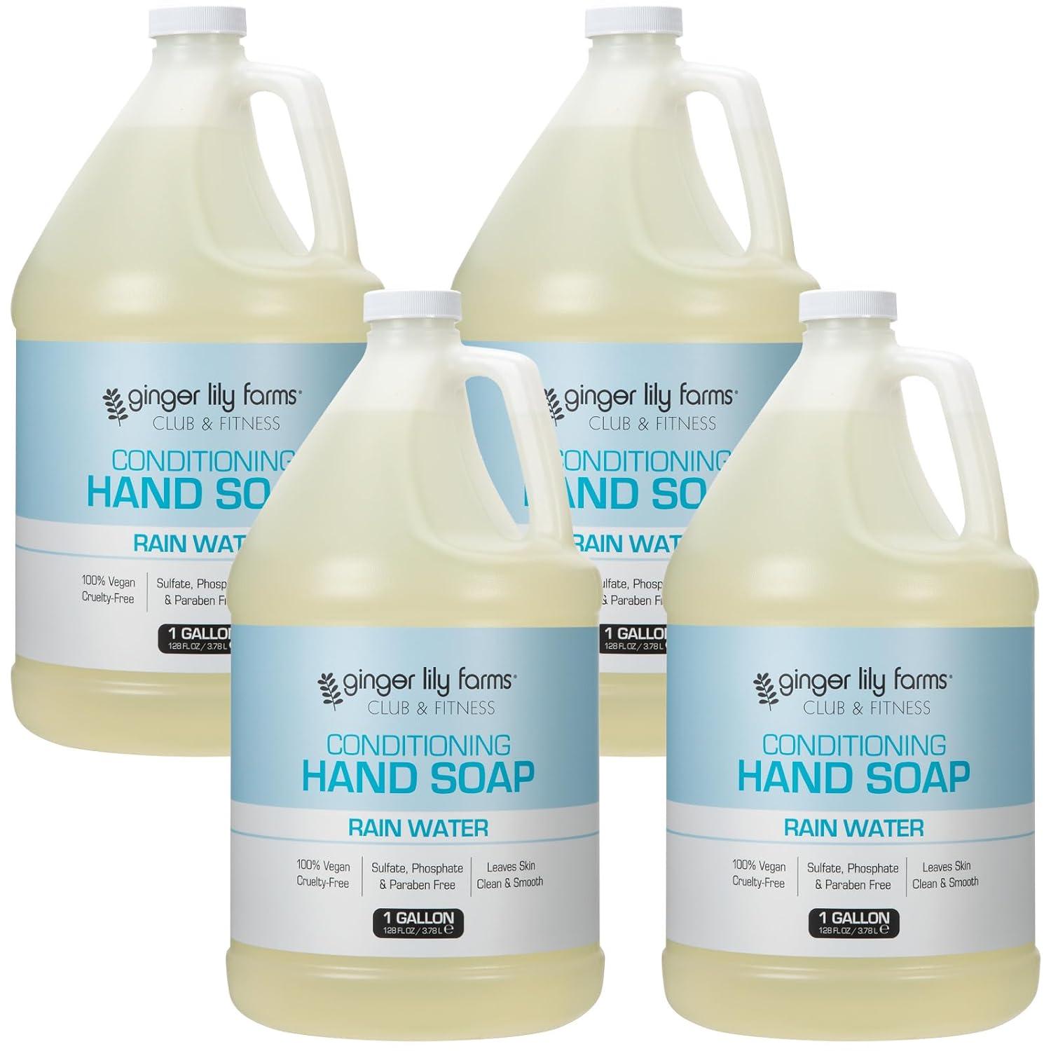 image:imageGinger Lily Farms Club amp Fitness Conditioning Liquid Hand Soap Refill 100 Vegan amp CrueltyFree Rain Water Scent 1 Gallon 128 fl ozRain Water
