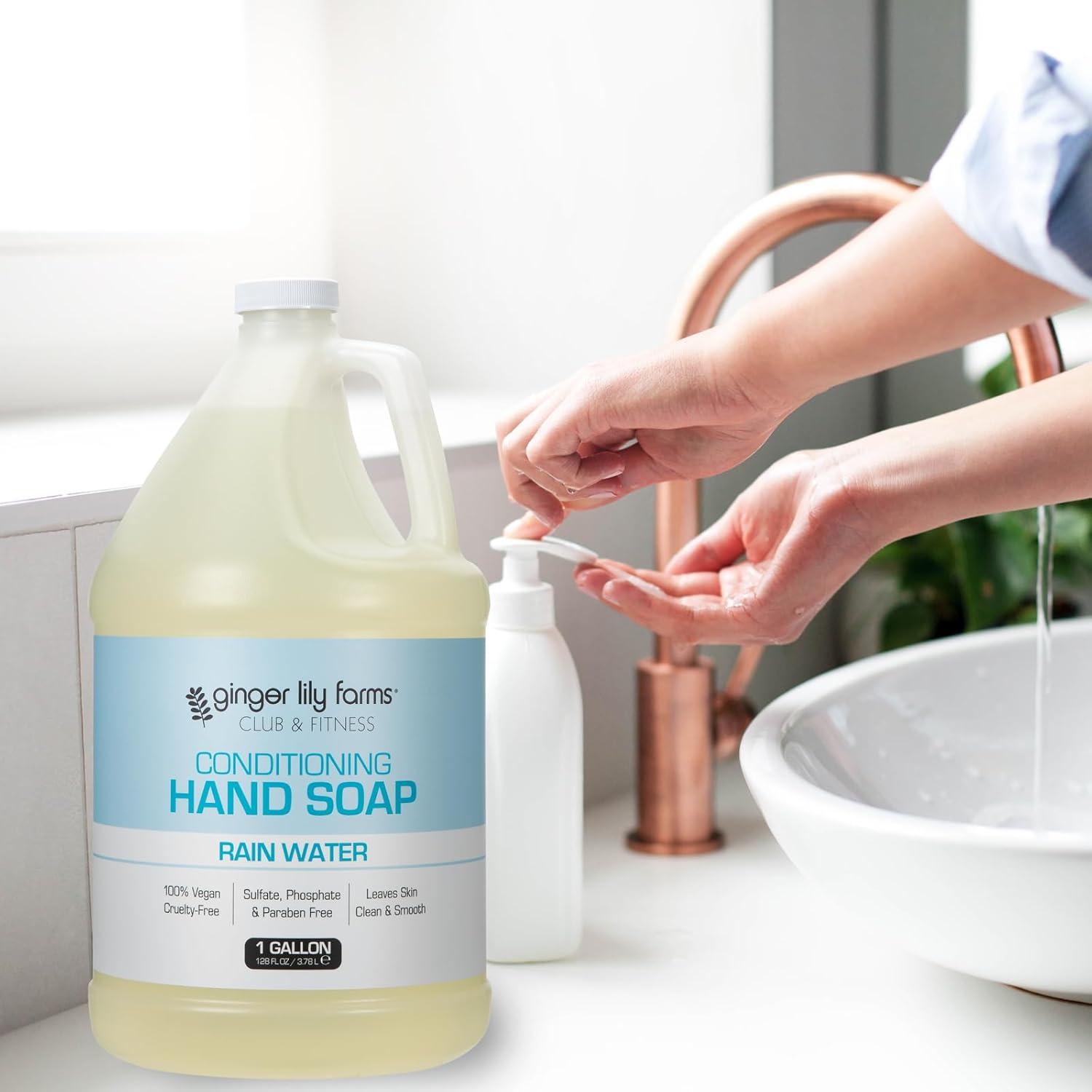 image:imageGinger Lily Farms Club amp Fitness Conditioning Liquid Hand Soap Refill 100 Vegan amp CrueltyFree Rain Water Scent 1 Gallon 128 fl ozRain Water