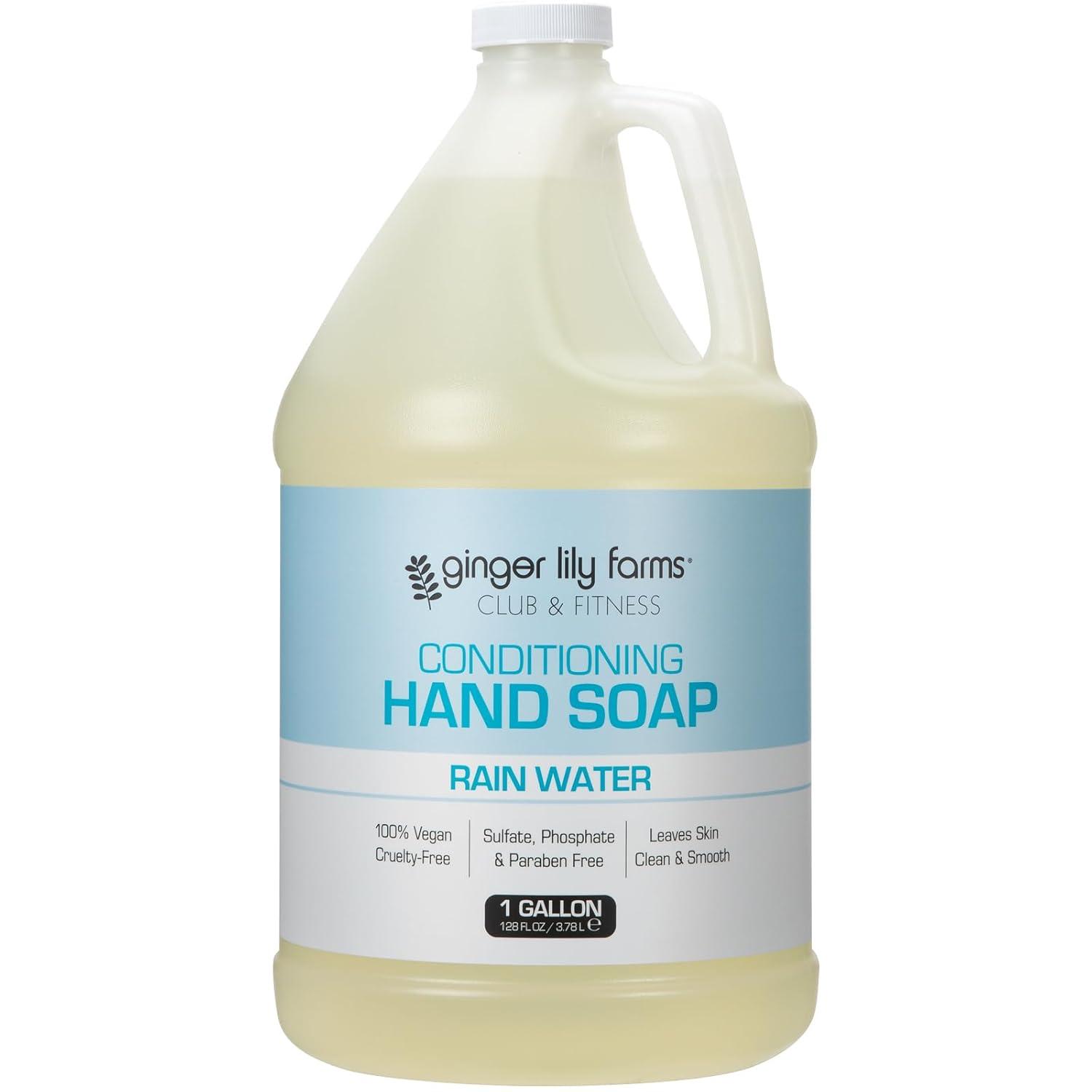 image:imageGinger Lily Farms Club amp Fitness Conditioning Liquid Hand Soap Refill 100 Vegan amp CrueltyFree Rain Water Scent 1 Gallon 128 fl ozRain Water