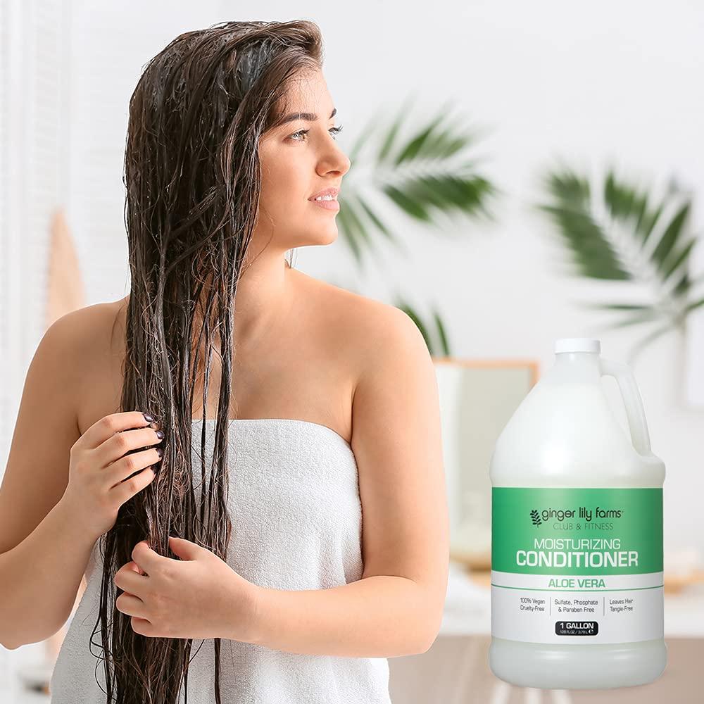 image:imageGinger Lily Farms Club amp Fitness Moisturizing Conditioner for Dry Hair 100 Vegan amp CrueltyFree Aloe Vera Scent 1 Gallon 128 fl oz Refill whiteAloe Vera