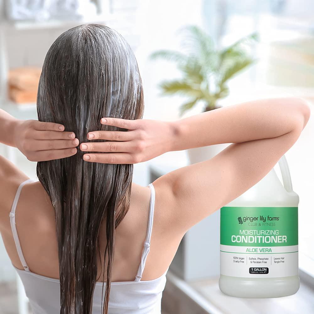 image:imageGinger Lily Farms Club amp Fitness Moisturizing Conditioner for Dry Hair 100 Vegan amp CrueltyFree Aloe Vera Scent 1 Gallon 128 fl oz Refill whiteAloe Vera