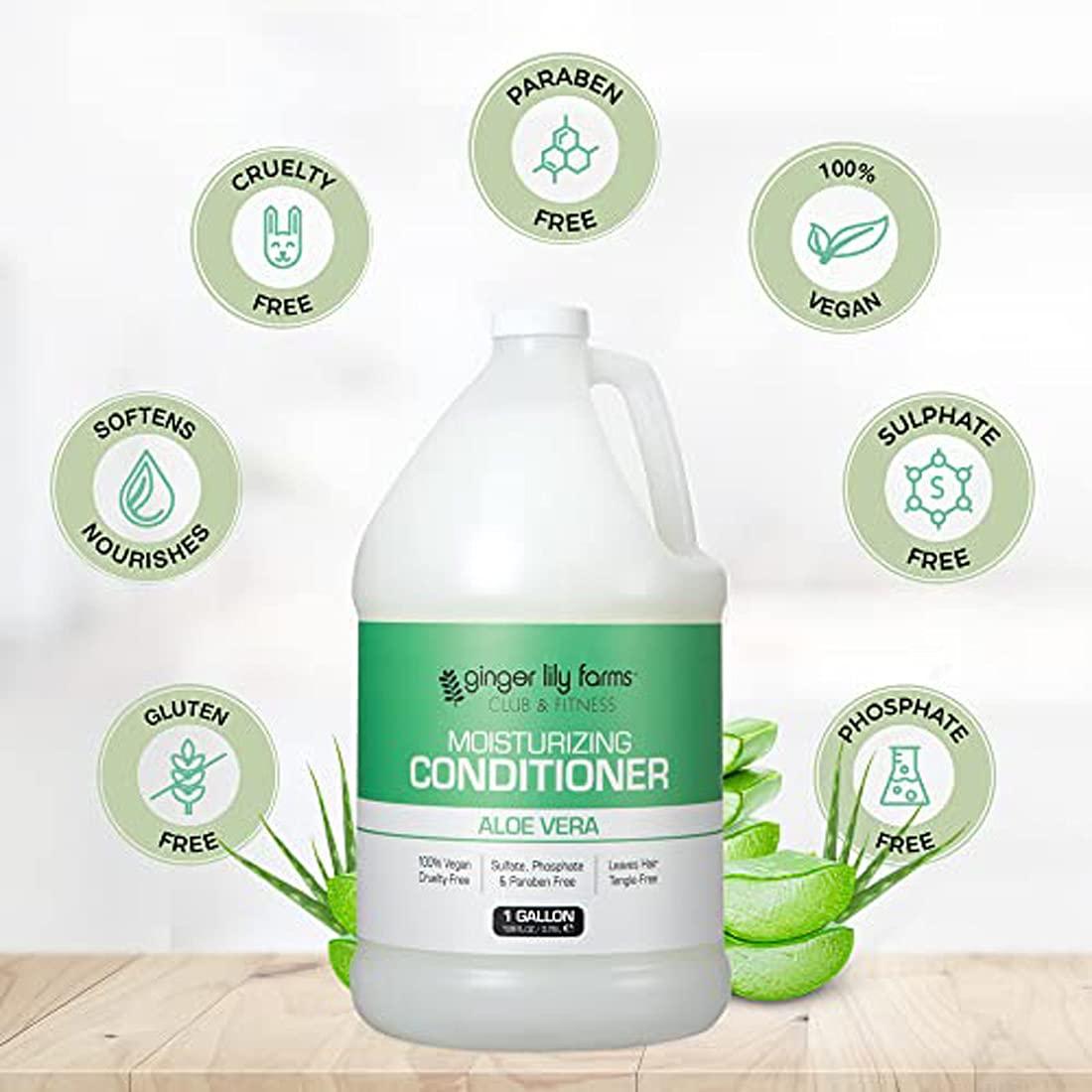 image:imageGinger Lily Farms Club amp Fitness Moisturizing Conditioner for Dry Hair 100 Vegan amp CrueltyFree Aloe Vera Scent 1 Gallon 128 fl oz Refill whiteAloe Vera