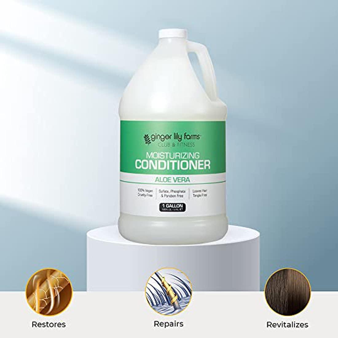 image:imageGinger Lily Farms Club amp Fitness Moisturizing Conditioner for Dry Hair 100 Vegan amp CrueltyFree Aloe Vera Scent 1 Gallon 128 fl oz Refill whiteAloe Vera