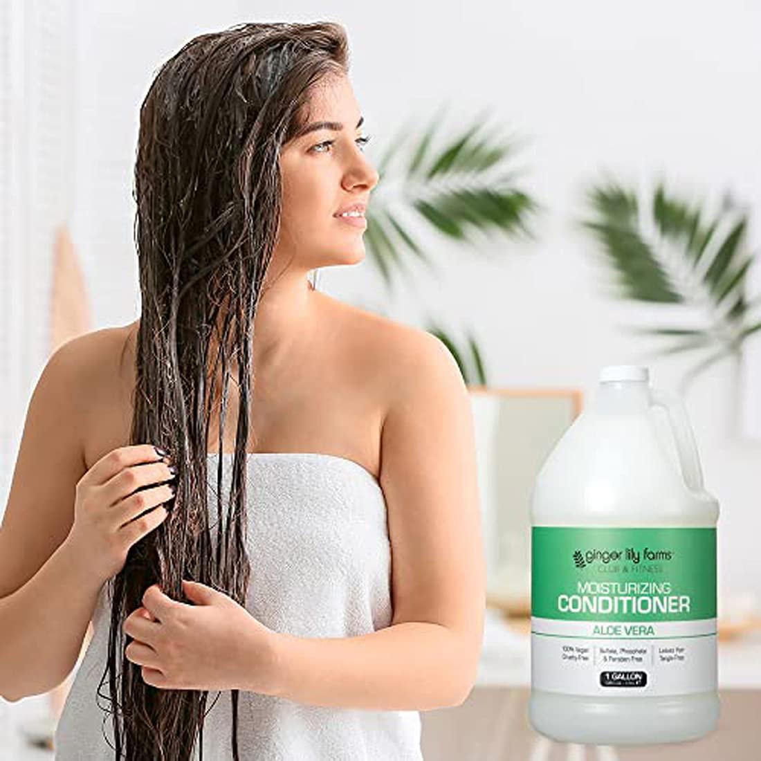 image:imageGinger Lily Farms Club amp Fitness Moisturizing Conditioner for Dry Hair 100 Vegan amp CrueltyFree Aloe Vera Scent 1 Gallon 128 fl oz Refill whiteAloe Vera