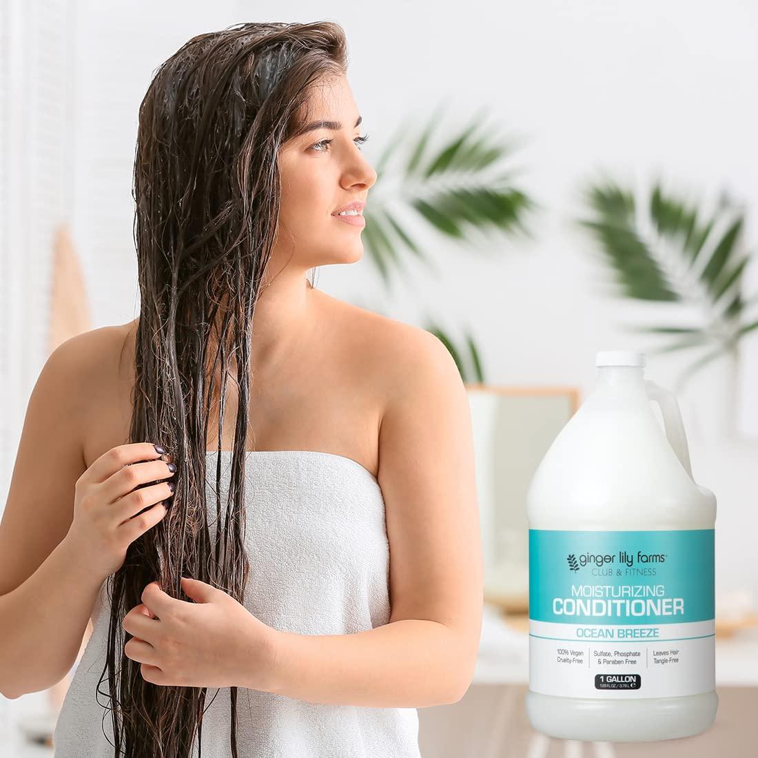 image:imageGinger Lily Farms Club amp Fitness Moisturizing Conditioner for Dry Hair 100 Vegan amp CrueltyFree Aloe Vera Scent 1 Gallon 128 fl oz Refill whiteOcean Breeze