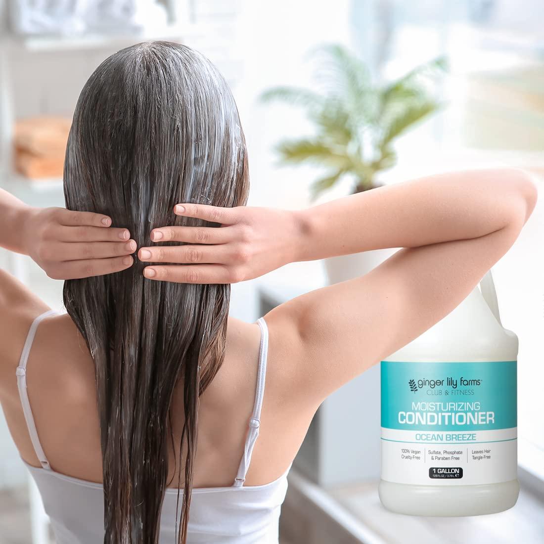 image:imageGinger Lily Farms Club amp Fitness Moisturizing Conditioner for Dry Hair 100 Vegan amp CrueltyFree Aloe Vera Scent 1 Gallon 128 fl oz Refill whiteOcean Breeze