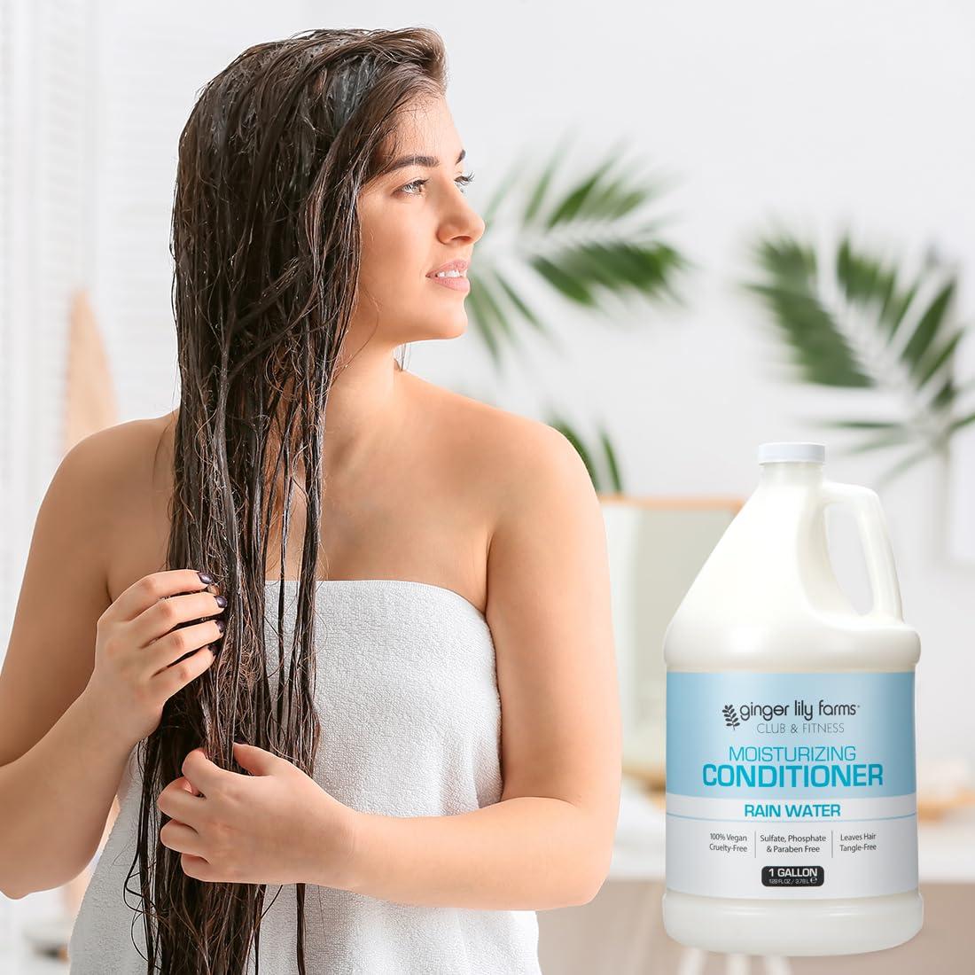 image:imageGinger Lily Farms Club amp Fitness Moisturizing Conditioner for Dry Hair 100 Vegan amp CrueltyFree Aloe Vera Scent 1 Gallon 128 fl oz Refill whiteRain Water