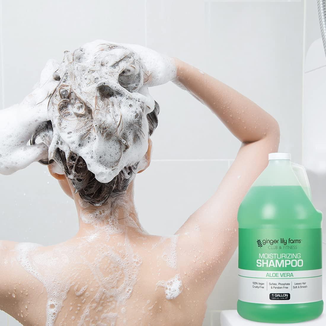 image:imageGinger Lily Farms Club amp Fitness Moisturizing Shampoo for All Hair Types 100 Vegan amp CrueltyFree Aloe Vera Scent 1 Gallon Refill Pack of 4Aloe Vera