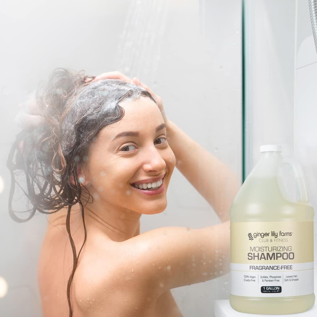 image:imageGinger Lily Farms Club amp Fitness Moisturizing Shampoo for All Hair Types 100 Vegan amp CrueltyFree Aloe Vera Scent 1 Gallon Refill Pack of 4Fragrance Free