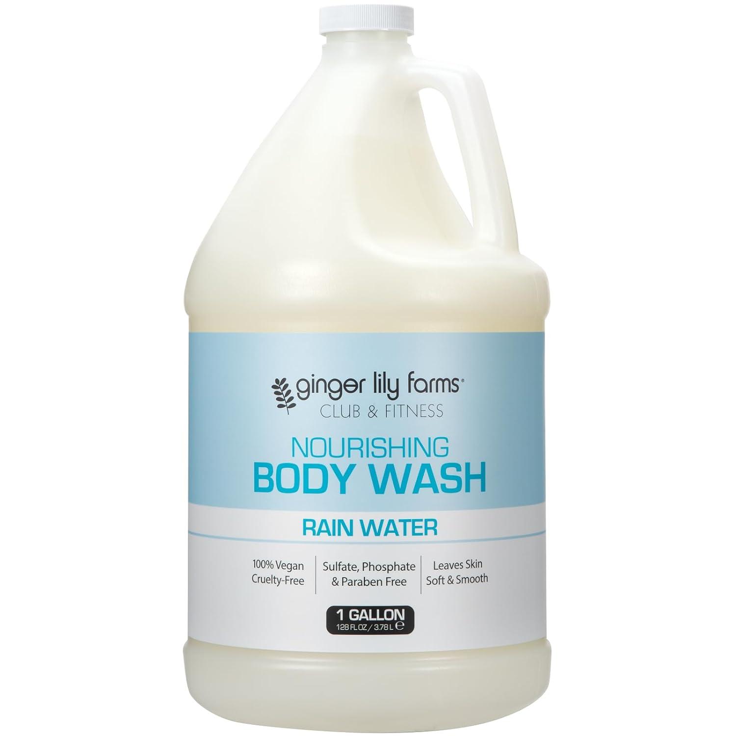 image:imageGinger Lily Farms Club amp Fitness Nourishing Body Wash 100 Vegan amp CrueltyFree Bath amp Shower Gel for Men and Women Citrus Scent 1 Gallon 128 fl oz RefillRain Water