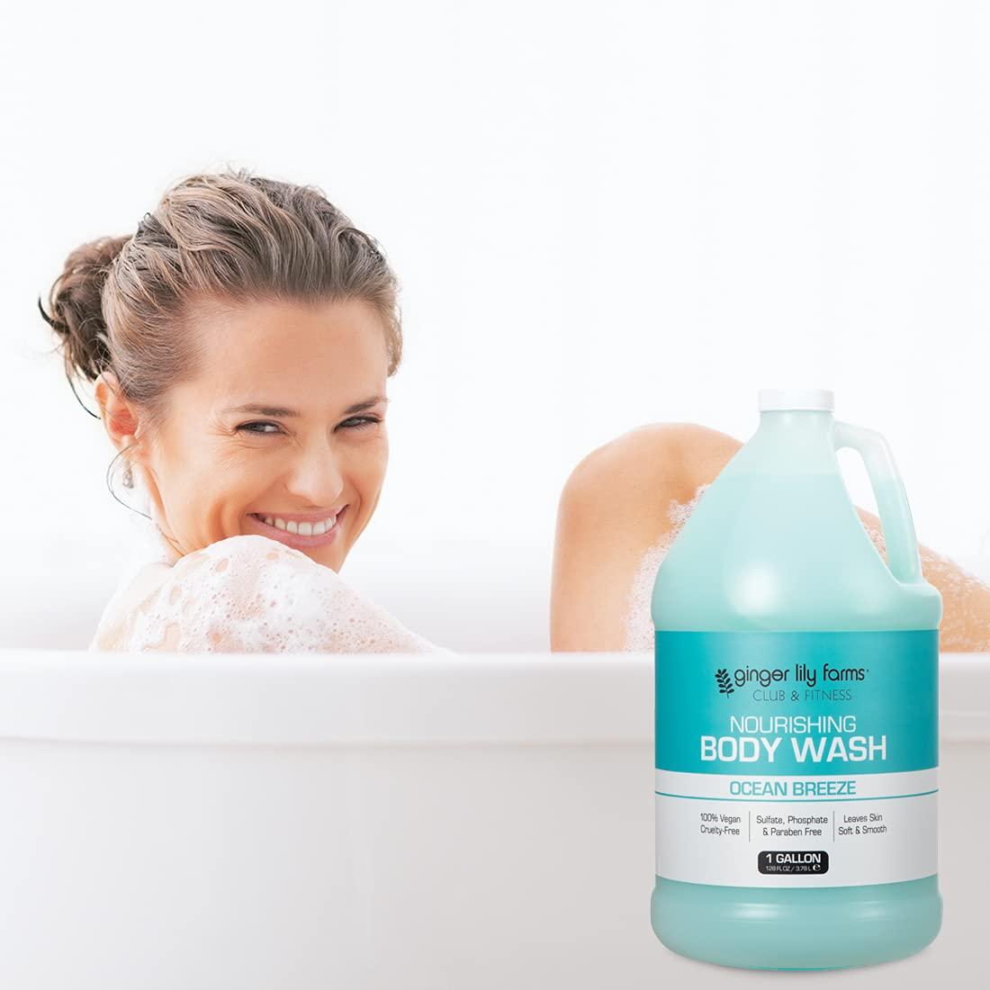 image:imageGinger Lily Farms Club amp Fitness Nourishing Body Wash 100 Vegan amp CrueltyFree Bath amp Shower Gel for Men and Women Citrus Scent 1 Gallon 128 fl oz RefillOcean Breeze