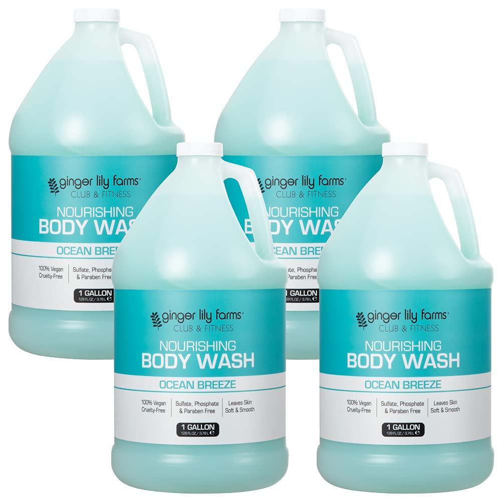 image:imageGinger Lily Farms Club amp Fitness Nourishing Body Wash 100 Vegan amp CrueltyFree Bath amp Shower Gel for Men and Women Citrus Scent 1 Gallon 128 fl oz RefillOcean Breeze
