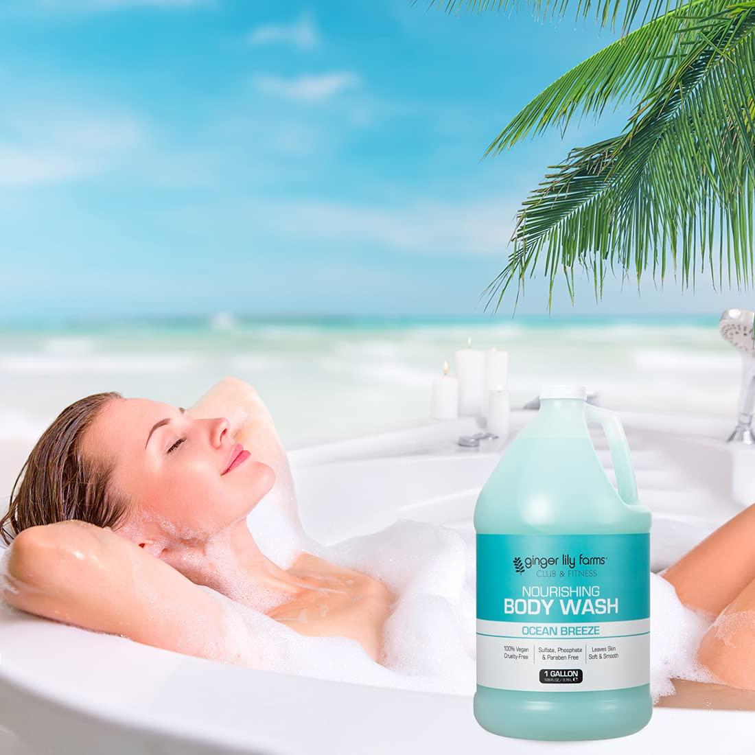 image:imageGinger Lily Farms Club amp Fitness Nourishing Body Wash 100 Vegan amp CrueltyFree Bath amp Shower Gel for Men and Women Citrus Scent 1 Gallon 128 fl oz RefillOcean Breeze