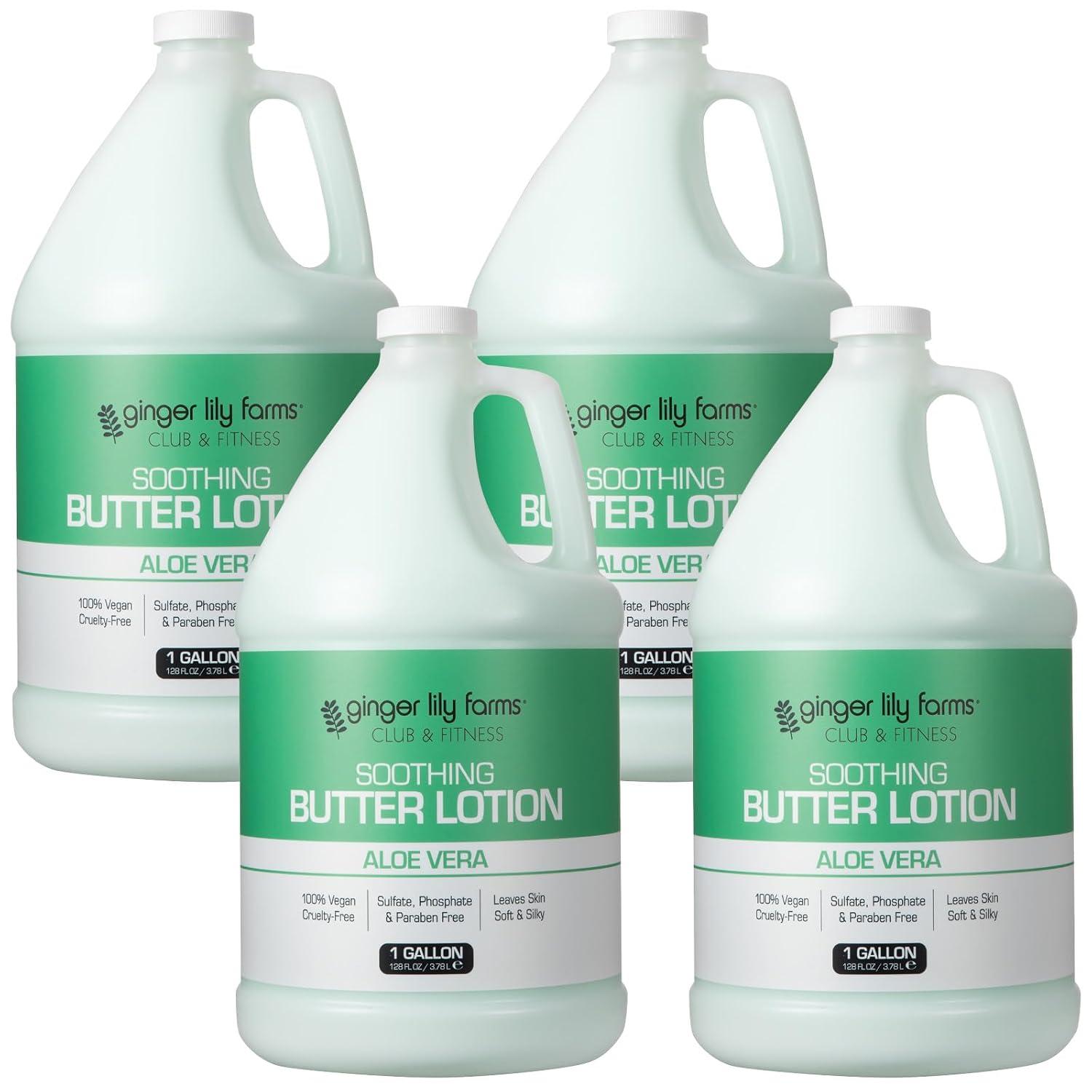 image:imageGinger Lily Farms Club amp Fitness Soothing Butter Lotion for Dry Skin 100 Vegan amp CrueltyFree Ocean Breeze Scent 1 Gallon 128 fl oz RefillAloe Vera